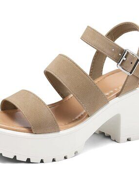 Women's Platform Sandals Ankle Strap Chunky Heel Lug Sole Sandals
